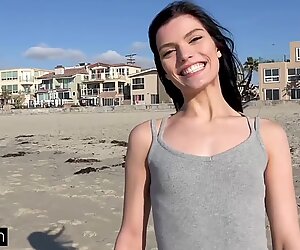 Teen Sadie Blake POV blowjob in a public car