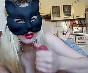 Hot MILF suck my sweet cock while friends at home