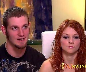 Ginger couple gets naked and horny in a hot meeting