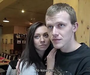HUNT4K. Pretty girl fucked for money in front of BF and other people