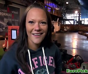 Real pulled euro fingered in pussy for cash