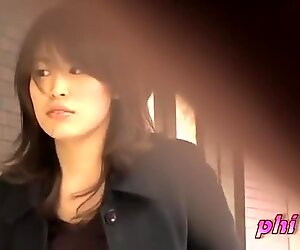 Asian babe got skirt sharking in front of her mailbox.