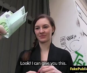 Pulled euro babe blows cock for cash