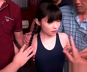 Tiny japanese in leotard gets nipples licked