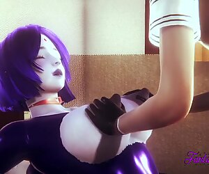 3D Hentai - Raven boobjob and fingering - Japanese manga anime porn