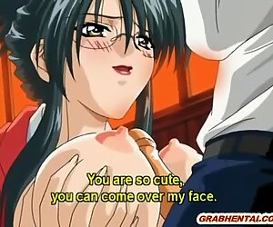 Roped Japanese hentai girl hard gangbanged