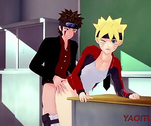 Boruto Naruto Yaoi - Kiba Fucks Boruto In the academy'_s table