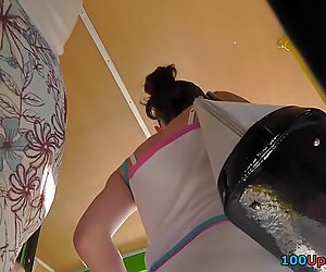 Sexy upskirt angel in hawt white costume